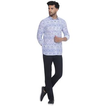 sanganeri printed shirt for men (blue white) 5