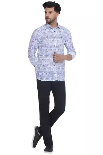 sanganeri printed shirt for men (blue white)