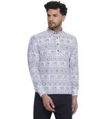 sanganeri printed short kurta for men (white, size: free)
