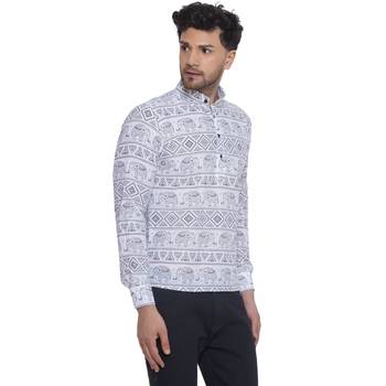 sanganeri printed short kurta for men (white, size: free) 2