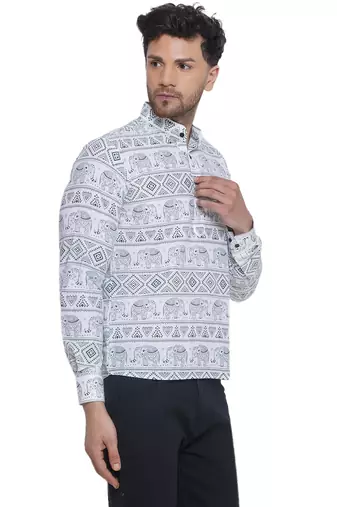 sanganeri printed short kurta for men (white, size: free)