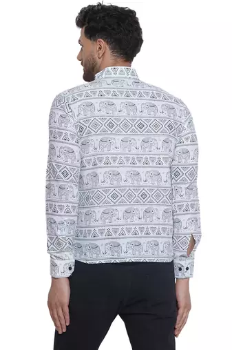 sanganeri printed short kurta for men (white, size: free)