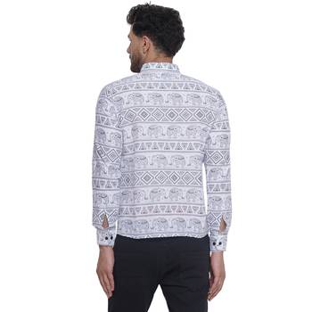 sanganeri printed short kurta for men (white, size: free) 4