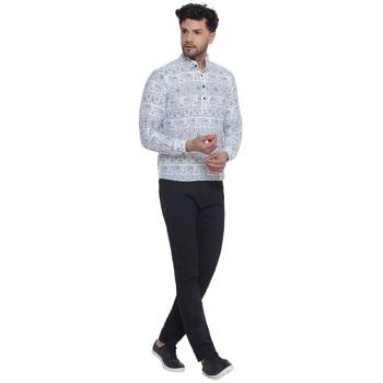 sanganeri printed short kurta for men (white, size: free) 5
