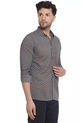 sanganeri printed shirt for men (grey)
