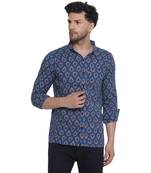 sanganeri printed shirt for men (blue)