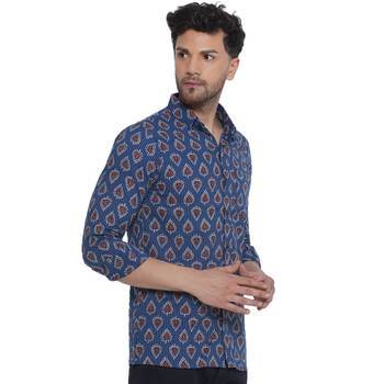 sanganeri printed shirt for men (blue) 2
