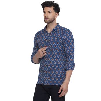sanganeri printed shirt for men (blue) 3