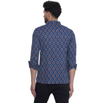 sanganeri printed shirt for men (blue) 4
