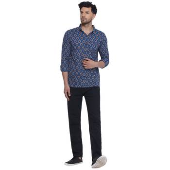sanganeri printed shirt for men (blue) 5
