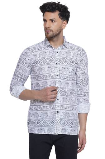 Veera paridhaan sanganeri printed shirt for men (white, size: free)