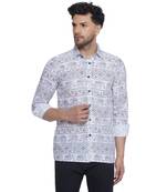 sanganeri printed shirt for men (white, size: free)