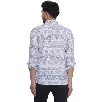 sanganeri printed shirt for men (white, size: free) 4