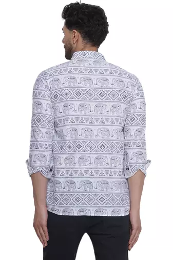 sanganeri printed shirt for men (white, size: free)