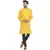 solid cotton long kurta for men (yellow)