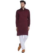 solid rayon long kurta for men (wine)