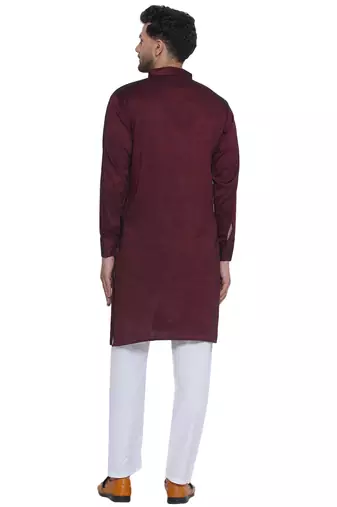 solid rayon long kurta for men (wine)