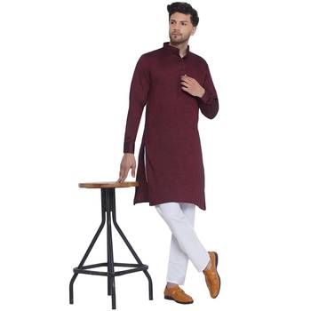 solid rayon long kurta for men (wine) 5