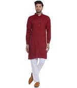 solid rayon long kurta for men (maroon)