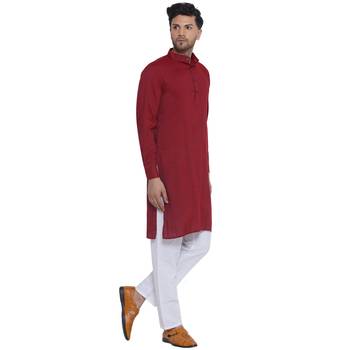 solid rayon long kurta for men (maroon) 2