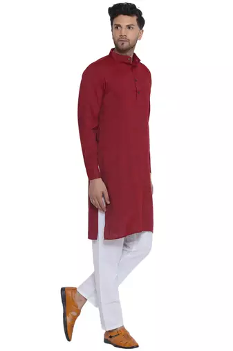 solid rayon long kurta for men (maroon)