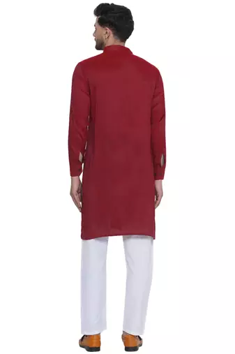solid rayon long kurta for men (maroon)