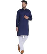 solid rayon long kurta for men (blue)