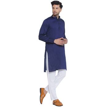 solid rayon long kurta for men (blue) 2