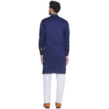 solid rayon long kurta for men (blue) 4