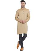 solid rayon long kurta for men (beige)