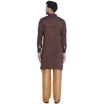 solid rayon long kurta for men (brown) 4