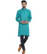 solid rayon long kurta for men (Turquoise)