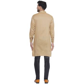 solid rayon long kurta for men (beige) 4