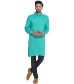 solid rayon long kurta for men (Turquoise)