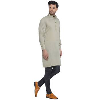 solid rayon long kurta for men (Pastel Green) 2