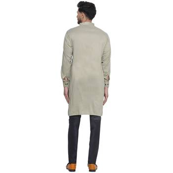 solid rayon long kurta for men (Pastel Green) 4