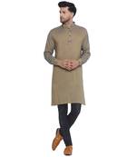 solid rayon long kurta for men (beige)