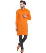 solid rayon long kurta for men (orange, size: free)