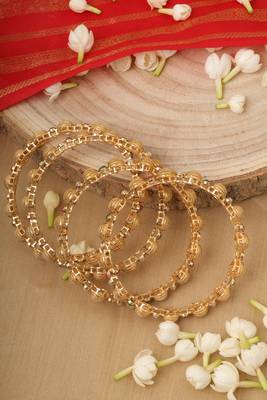 Yellow Gold Plated Bangles Set of 4 3