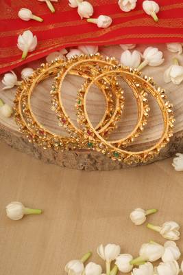 Traditional Flower Shaped Bangles Set Of 4 4