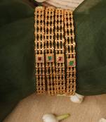 Yellow Gold Plated Bangles and Bracelets Set Of 4