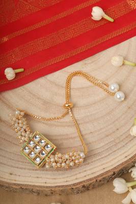 Gold Plated Bracelet with White Beads 1