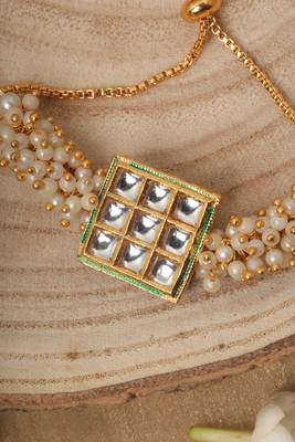 Gold Plated Bracelet with White Beads 3