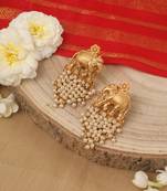 Yellow Gold Plated Earrings with Elephant Carved