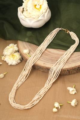 White Pearl Necklace with Small Bead Accents 2