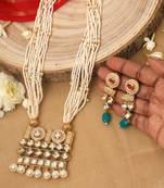White Beaded Kundan Necklace Set