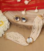 White Beaded Kundan Necklace Set