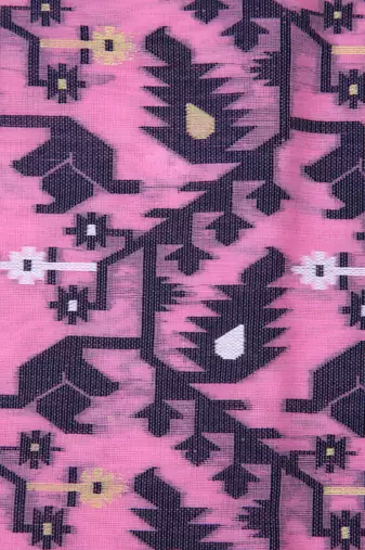 Pinkloom Women'S Pink Hand_Woven Soft Cotton Jamdani-Sarees Without Blouse Piece