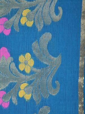 PinkLoom Women's Blue Hand_Woven Cotton_Silk Saree With Blouse 4