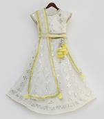 Off white Gota Embroidery Lehenga Choli Dupatta for Girls